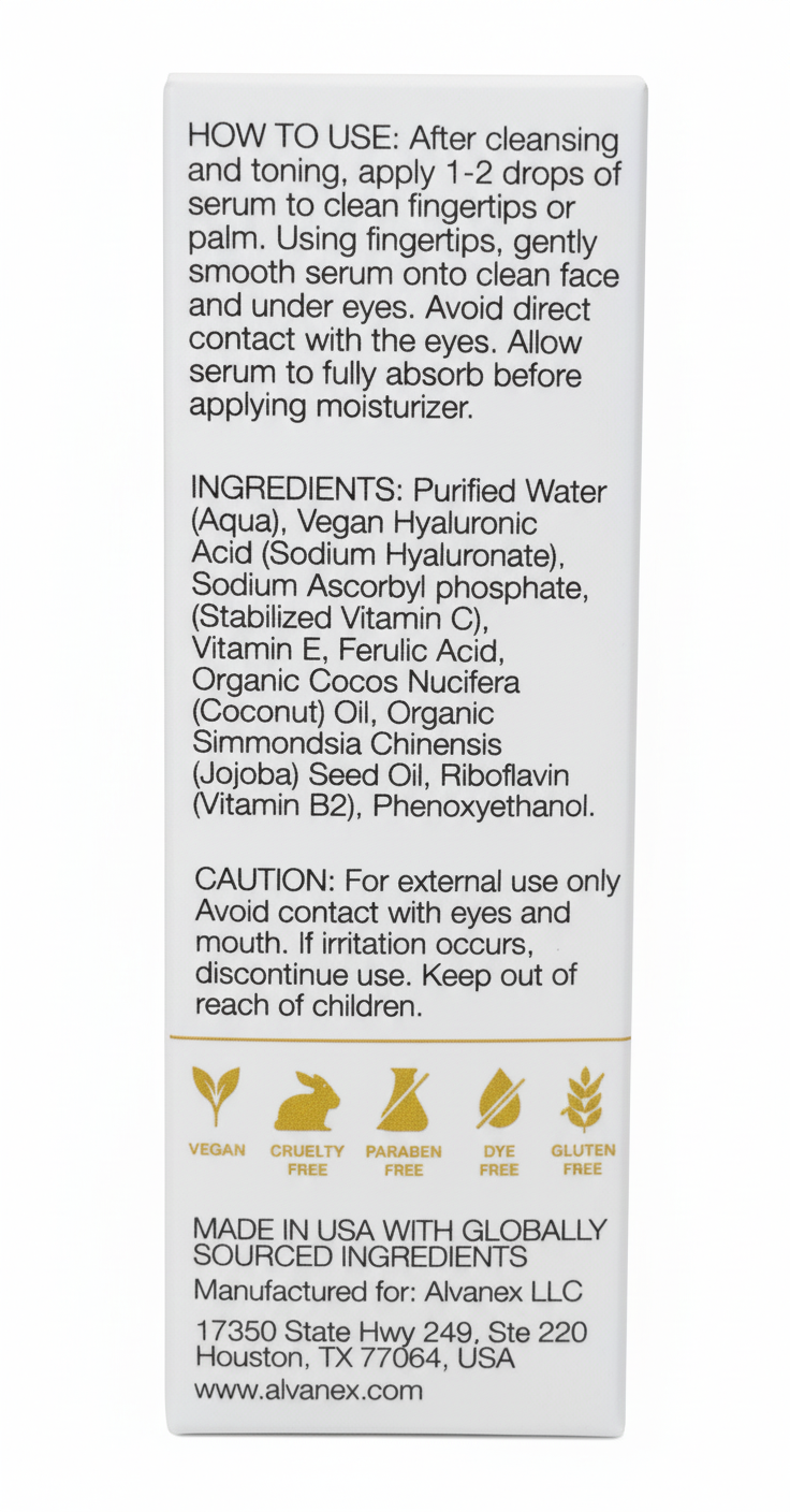 RosGleam™ – Facial Serum with Vitamin C, Ferulic & Hyaluronic Acid (2 oz / 60 ml)