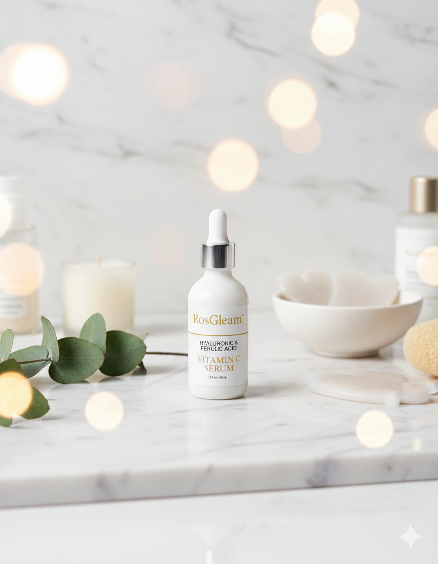 RosGleam™ – Facial Serum with Vitamin C, Ferulic & Hyaluronic Acid (2 oz / 60 ml)