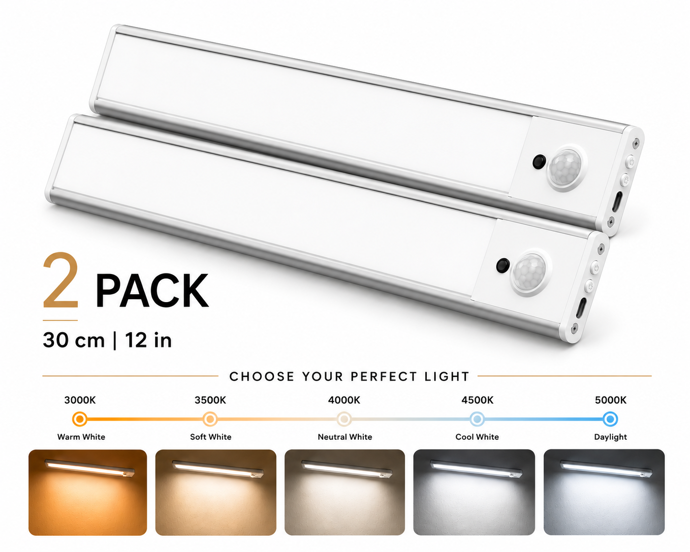 Under Cabinet Light Bar — 2-Pack