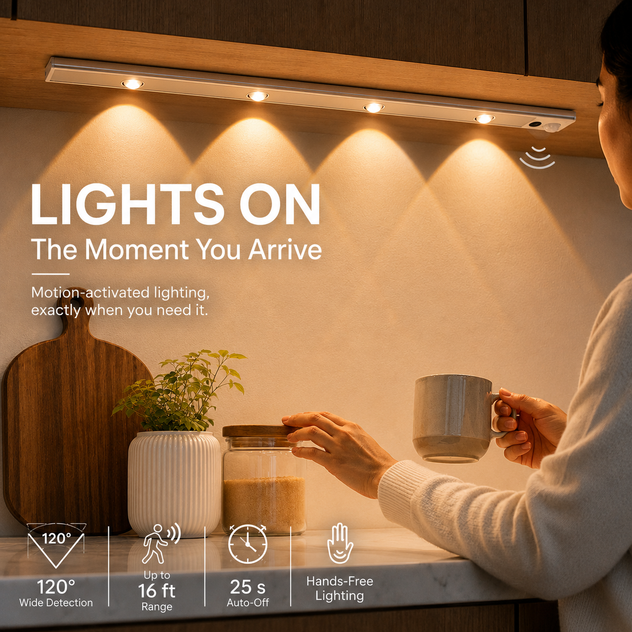 ALVANEX Rechargeable Motion Sensor Under Cabinet Spot Light