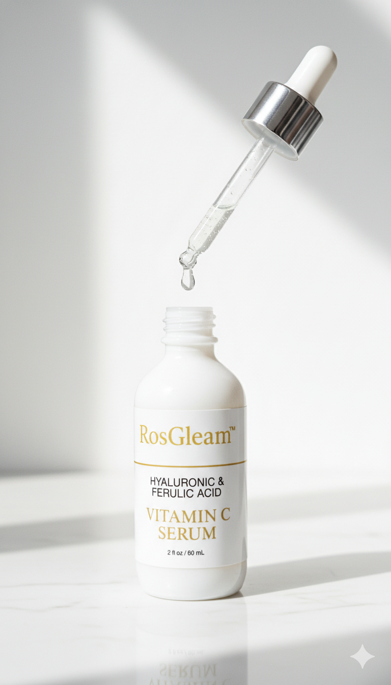 RosGleam™ – Facial Serum with Vitamin C, Ferulic & Hyaluronic Acid (2 oz / 60 ml)